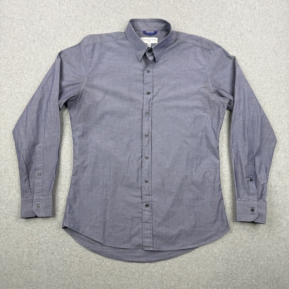 Teddy Stratford Other - Teddy Stratford Shirt Mens 43 44 Blue Zip Front Button Down Long Sleeve Cotton